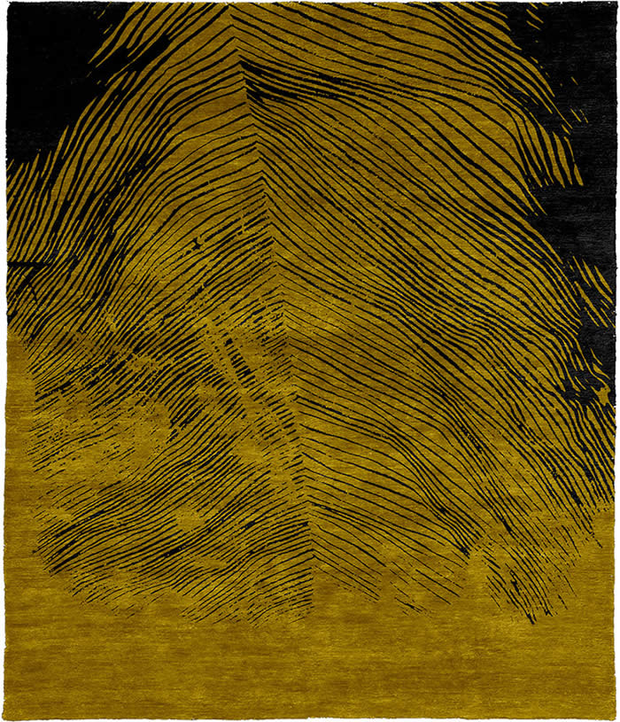 现代简约黑黄色羽毛图案地毯贴图