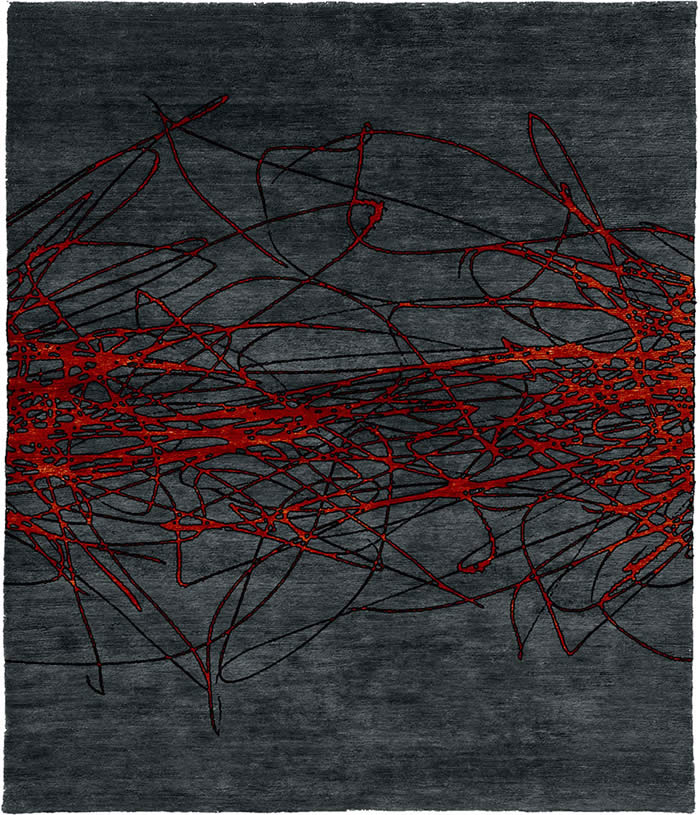 现代风格深灰色红色抽象纹理图案地毯贴图