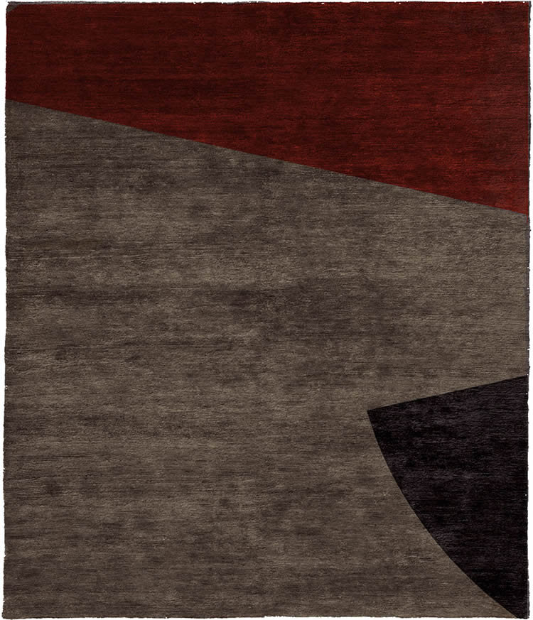 现代风格红咖灰色色块图案地毯贴图