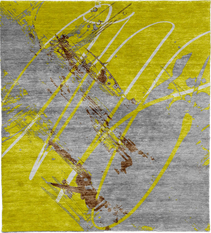 现代风格黄灰色线条抽象图案地毯贴图
