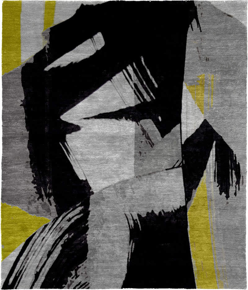 现代风格灰黑色抽象水墨图案地毯贴图