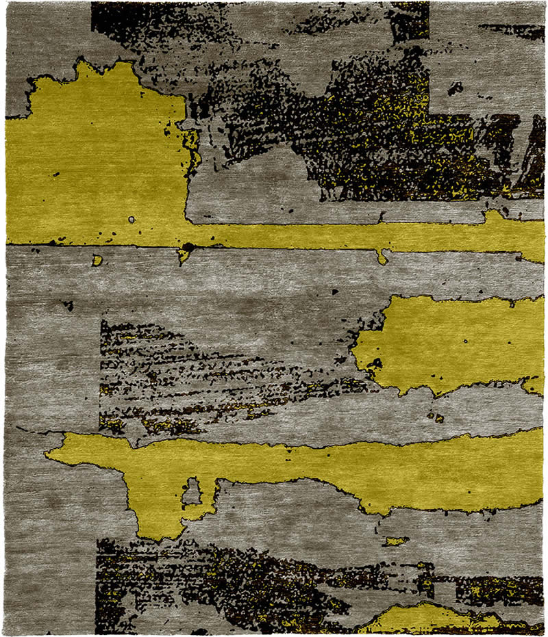 现代风格咖黑黄色抽象图案地毯贴图