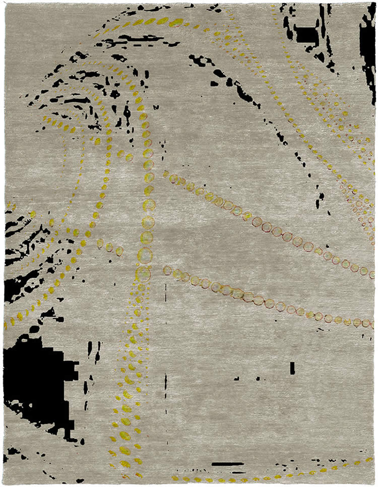 现代风格灰黑色黄色抽象图案地毯贴图