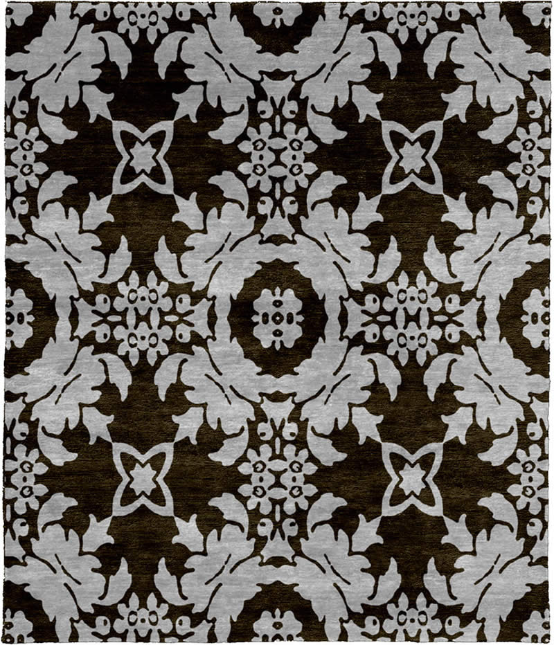 美式风格深咖色白色花纹简单图案地毯贴图