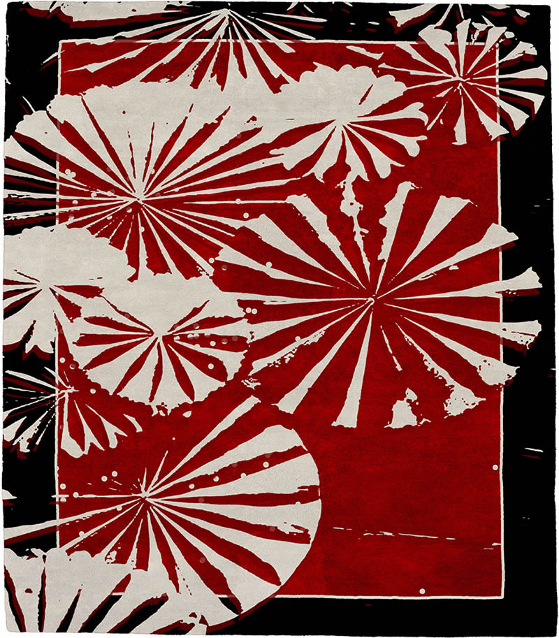 现代风格红黑白色花纹图案地毯贴图