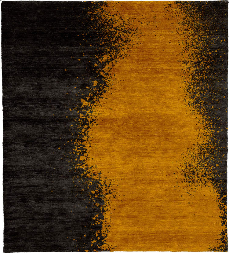 现代风格深灰色黄色抽象图案地毯贴图