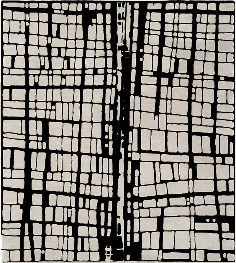 现代风格黑白色块抽象图案地毯贴图