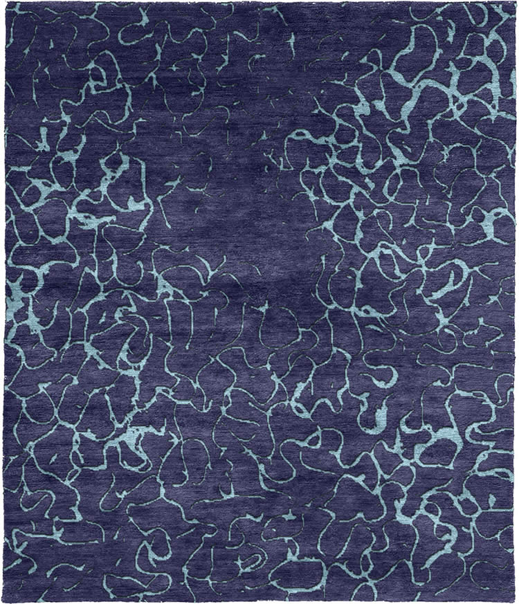 现代风格紫蓝底白色抽象纹理图案地毯贴图