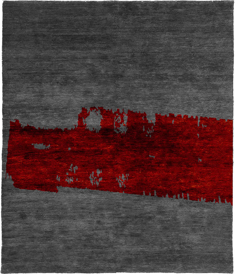 现代风格灰红色色块图案地毯贴图