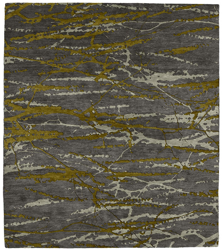 现代风格灰黄色树纹抽象图案地毯贴图