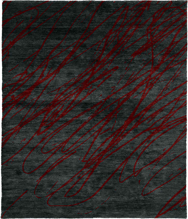 现代风格灰黑色红色抽象纹理图案地毯贴图