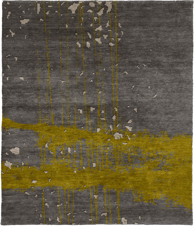 现代风格灰底黄色抽象图案地毯贴图