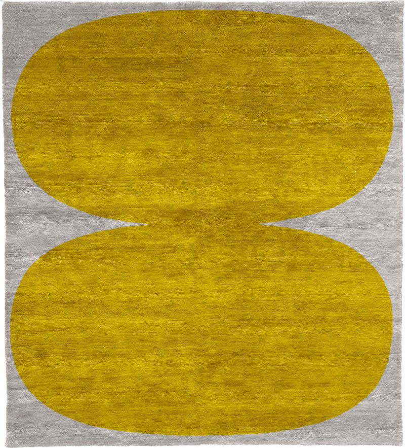 现代风格黄色椭圆形图案地毯贴图