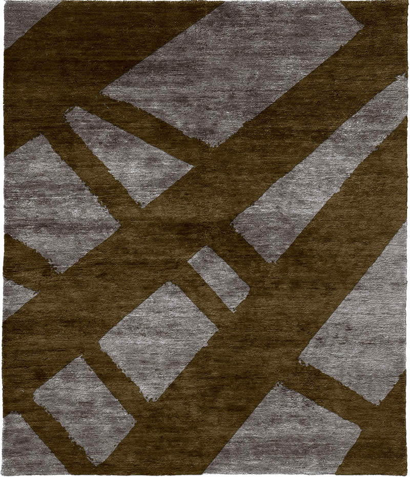现代风格咖绿色灰色几何图案地毯贴图