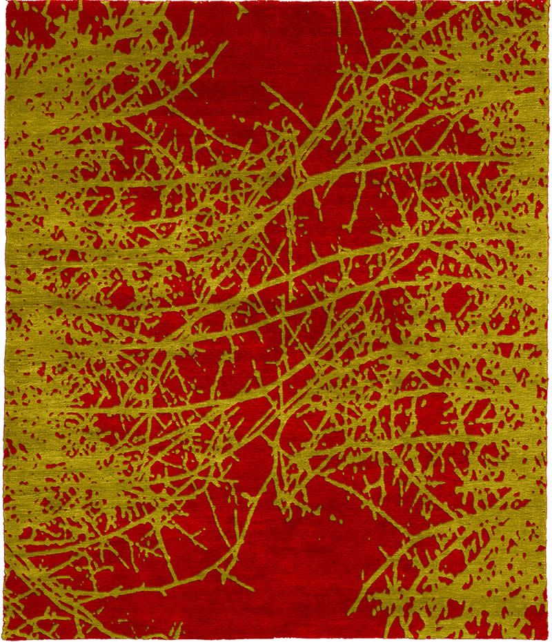 现代风格红黄色植物纹理图案地毯贴图