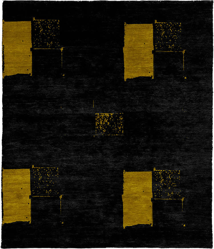 现代风浅黑黄色简单素色图案地毯贴图