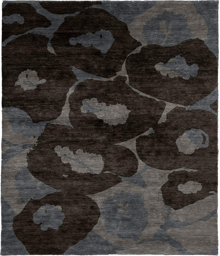 新中式灰蓝色花朵纹理图案地毯贴图