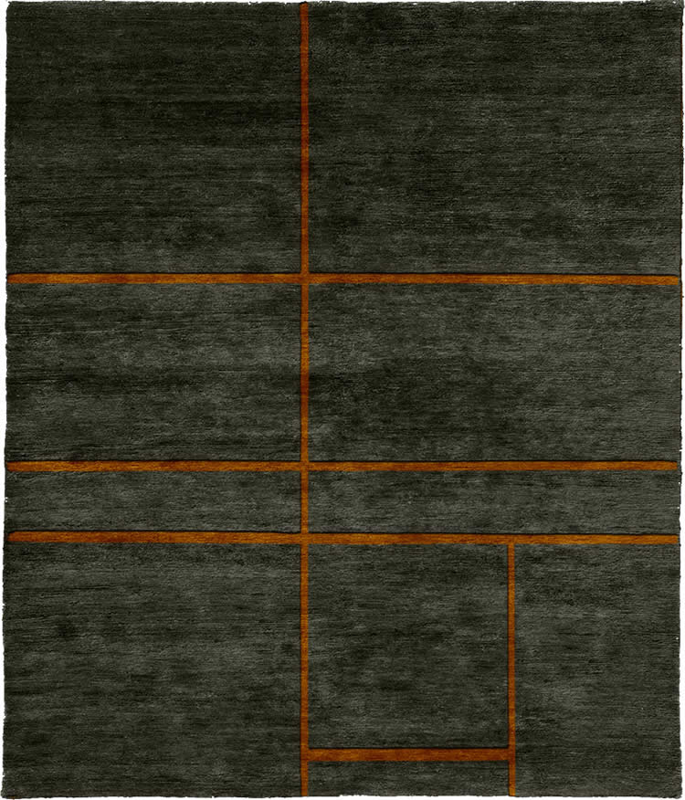 现代风格绿灰色橘色条纹纹理图案地毯贴图