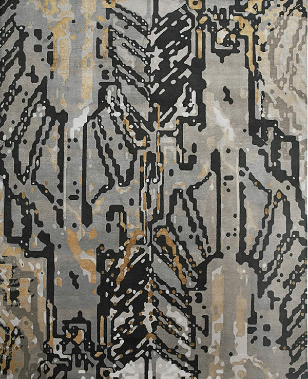 现代风格黑灰色不规则纹理图案地毯贴图