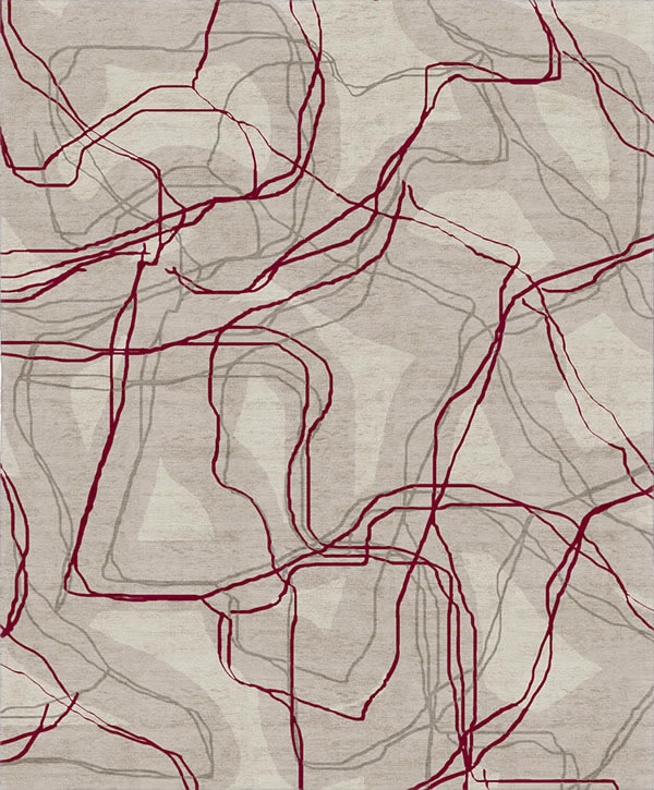 现代风格灰红色不规则纹理理图案地毯贴图