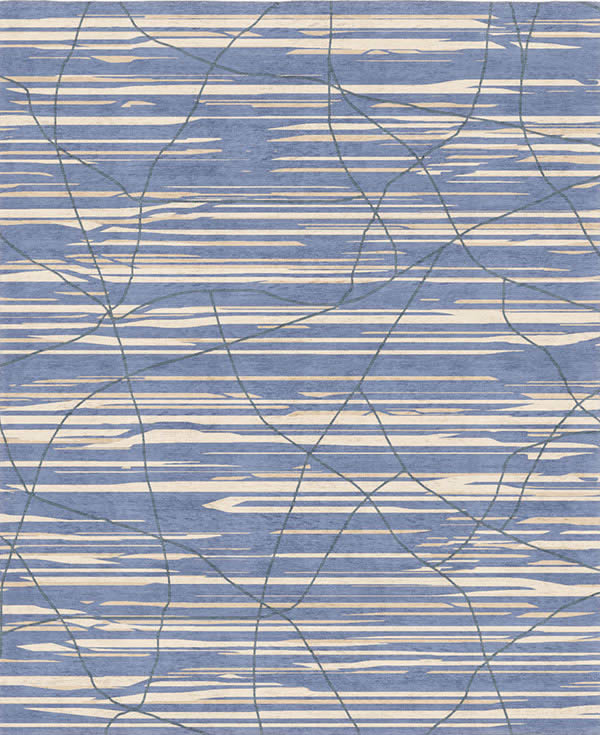 现代风格蓝色横纹纹理图案地毯贴图