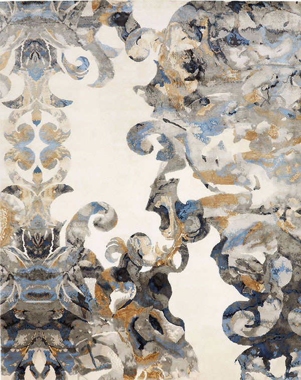 现代风格灰蓝色抽象花纹图案地毯贴图-高端