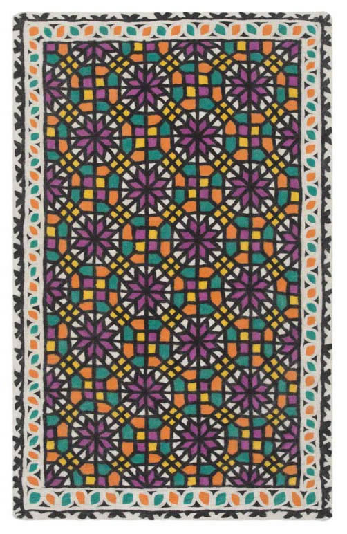 美式风格彩色几何图案地毯贴图