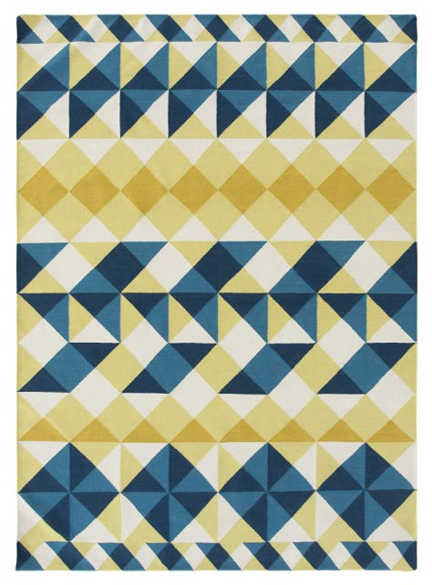 现代简约蓝黄色三角几何图形图案地毯贴图