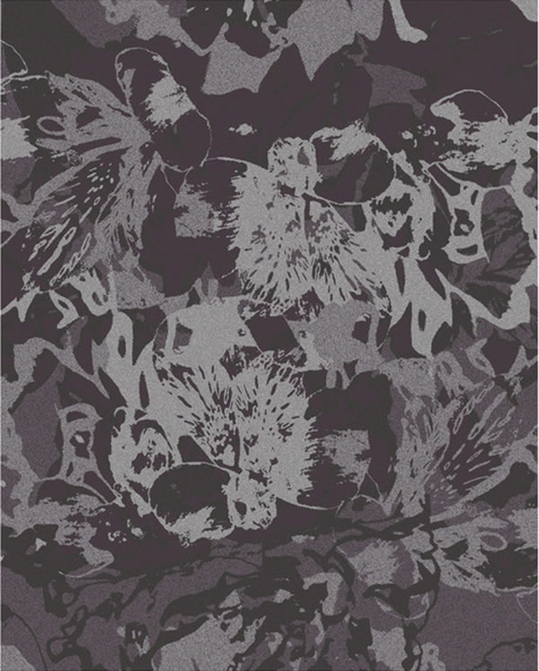 现代风格深灰色抽象植物图案地毯贴图
