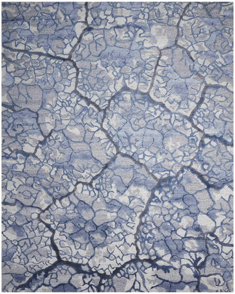 新中式蓝色裂土纹理图案地毯贴图