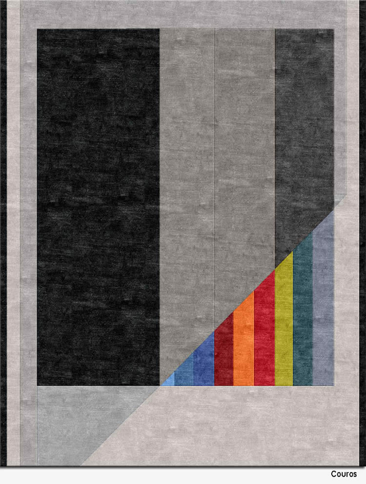 现代简约灰色彩色几何条纹图案地毯贴图