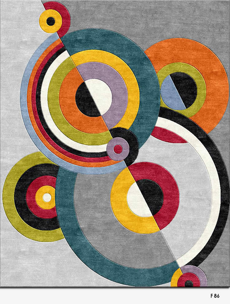 现代简约彩色圆形纹理图案地毯贴图