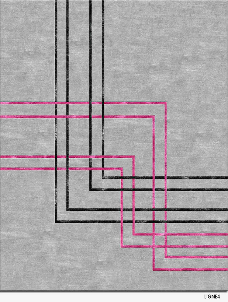 现代简约黑粉色线条图案地毯贴图