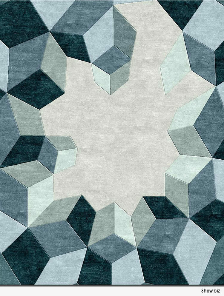 北欧风格青灰色几何图案地毯贴图