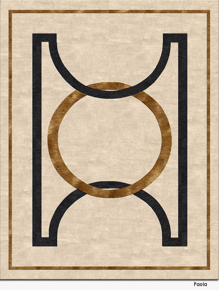 现代风格杏色简单几何图案地毯贴图