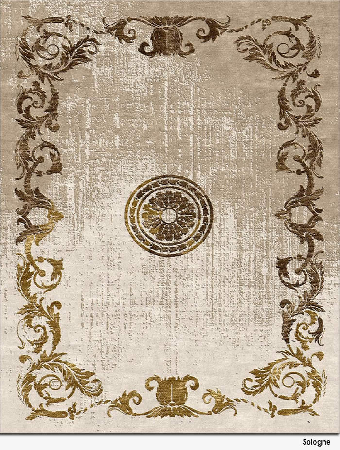 美式风格咖色花边图案地毯贴图-高端定制