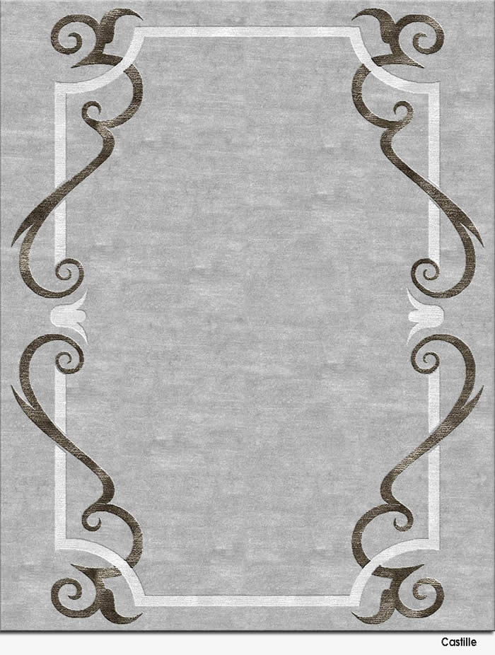 现代风格冷灰色简单花边图案地毯贴图