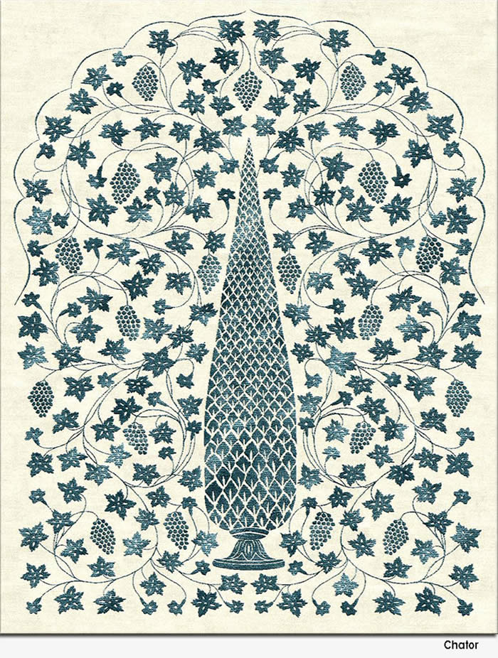 美式风格蓝灰色花朵图案地毯贴图