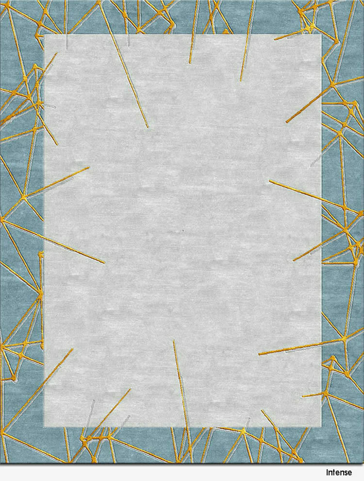 现代简蓝灰色金色线条图案地毯贴图