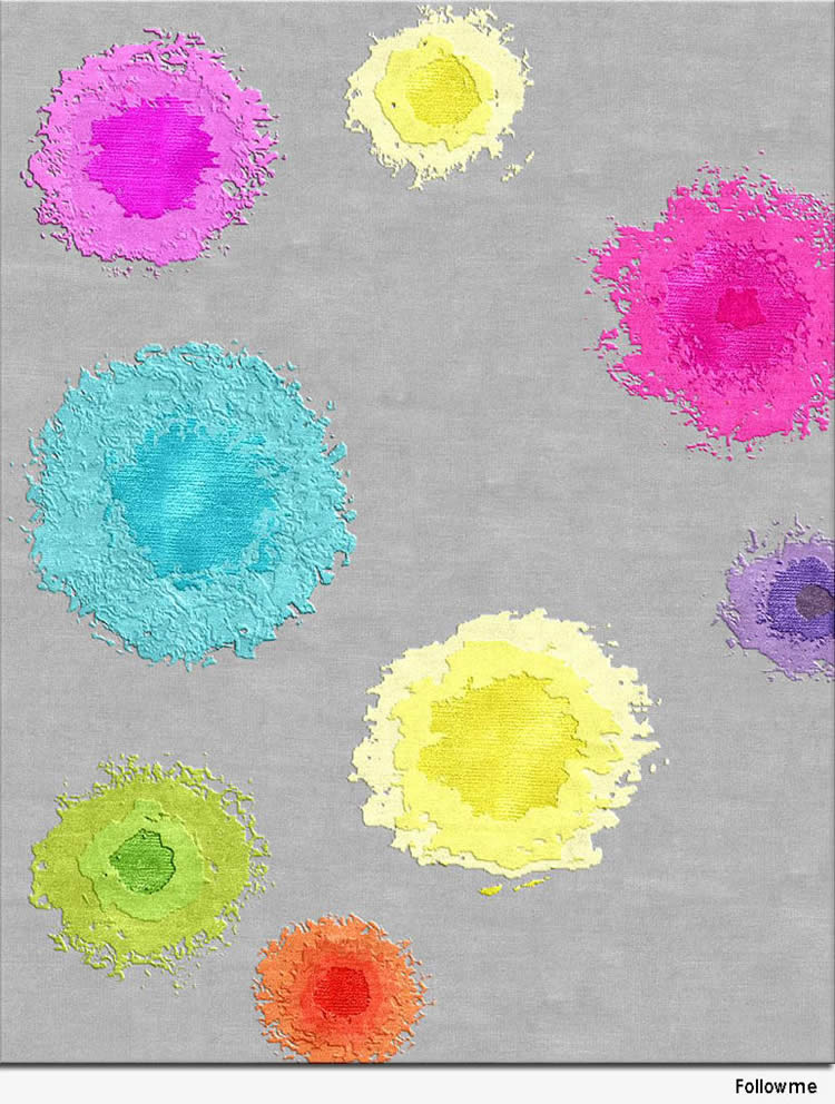 现代风格彩色抽象花朵图案地毯贴图