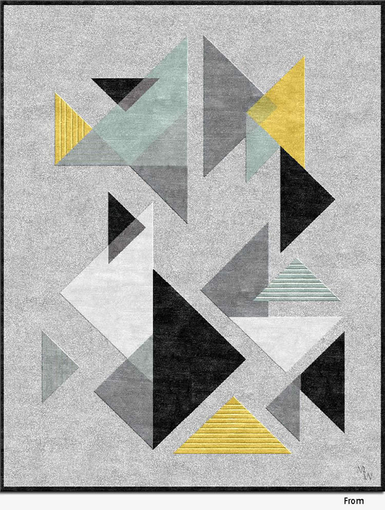 北欧风格蓝灰色几何图形地毯贴图
