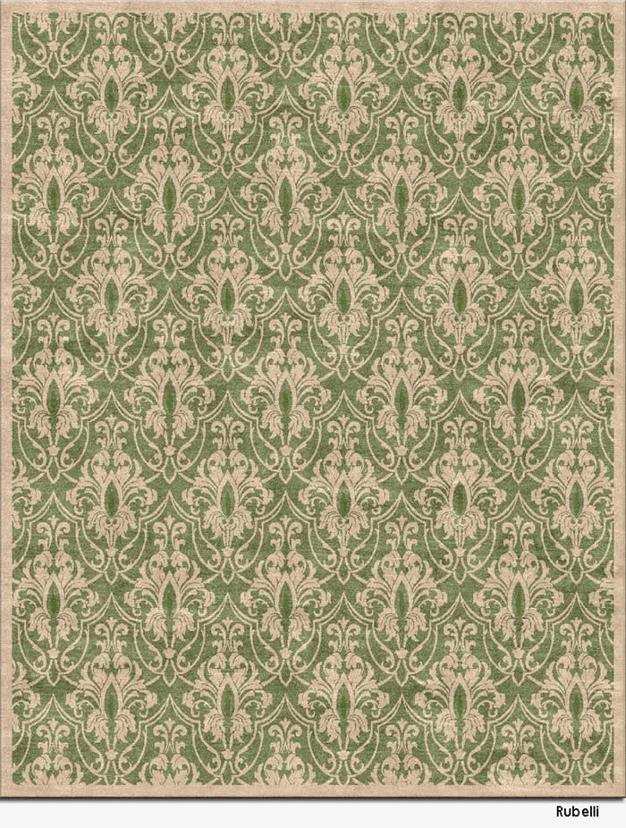 美式风格绿色花纹图案图形地毯贴图