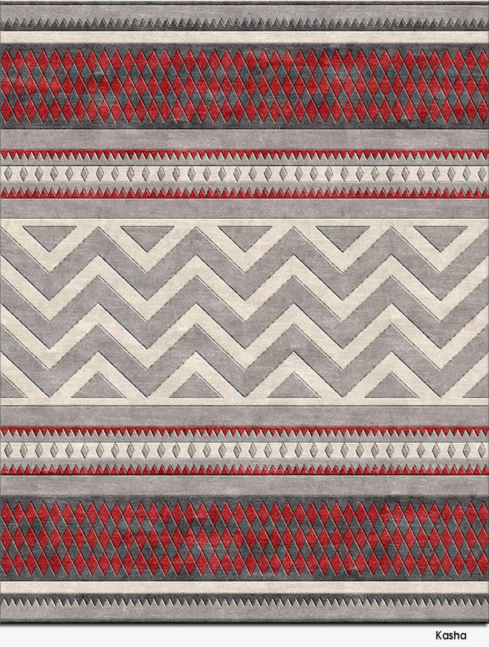 现代风格灰红色几何图形图案地毯贴图