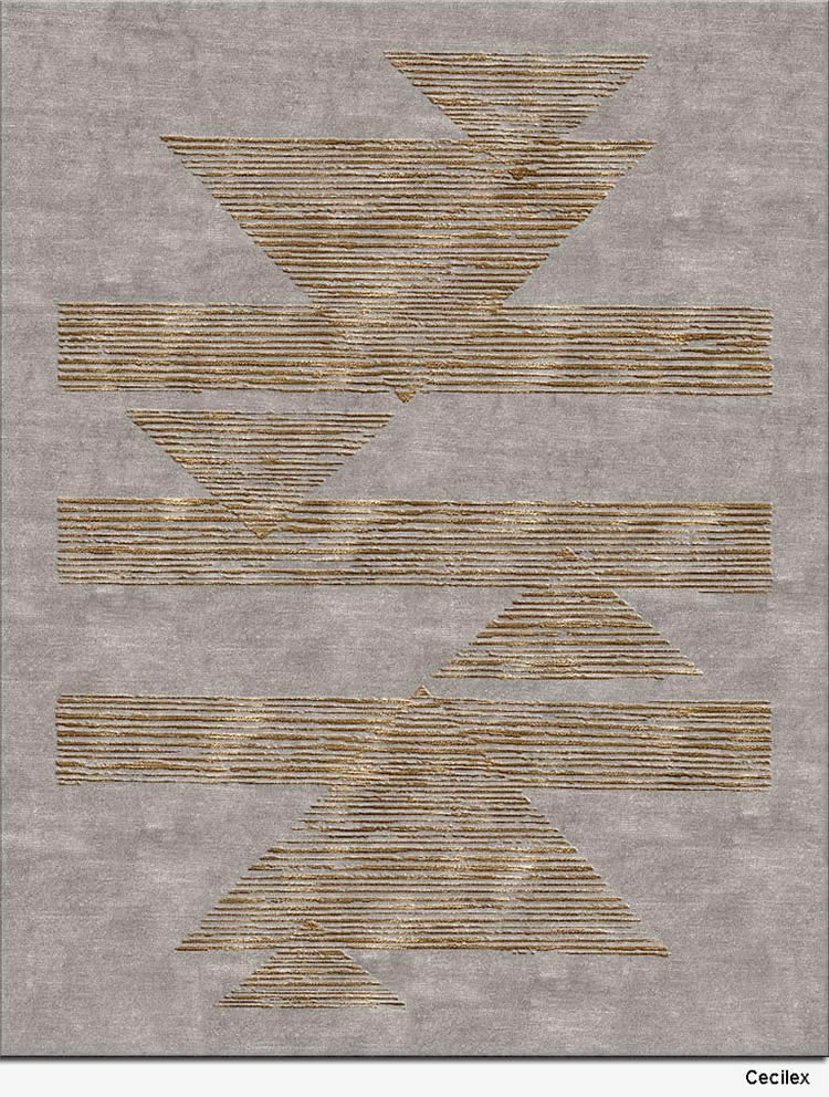 现代简约灰底咖色几何图形图案地毯贴图