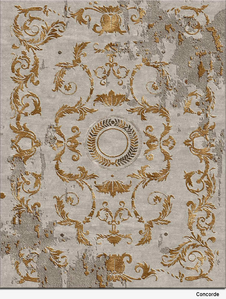 美式风格灰底咖金色花纹图案地毯贴图