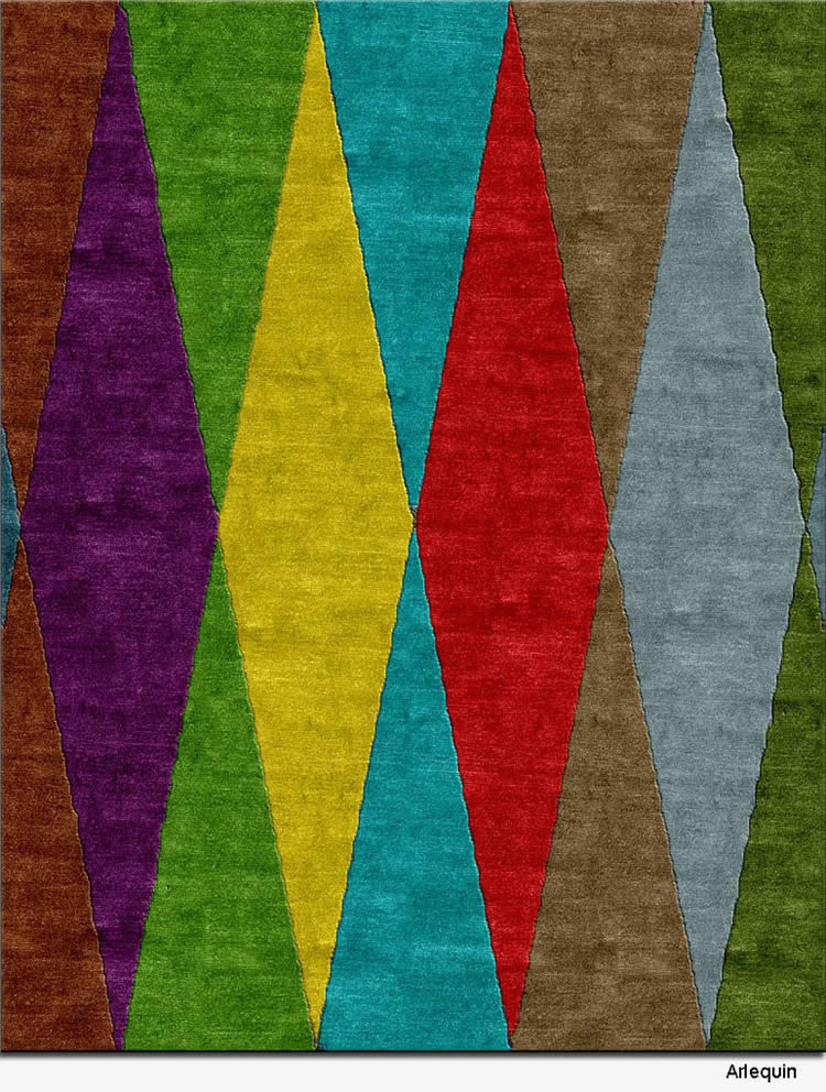 现代风格彩色几何四边形图案地毯贴图