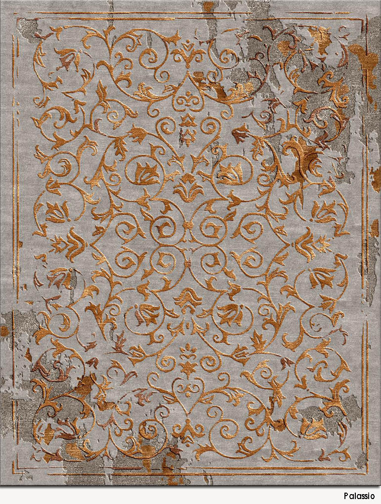 美式风格简单金橘色花纹图案地毯贴图