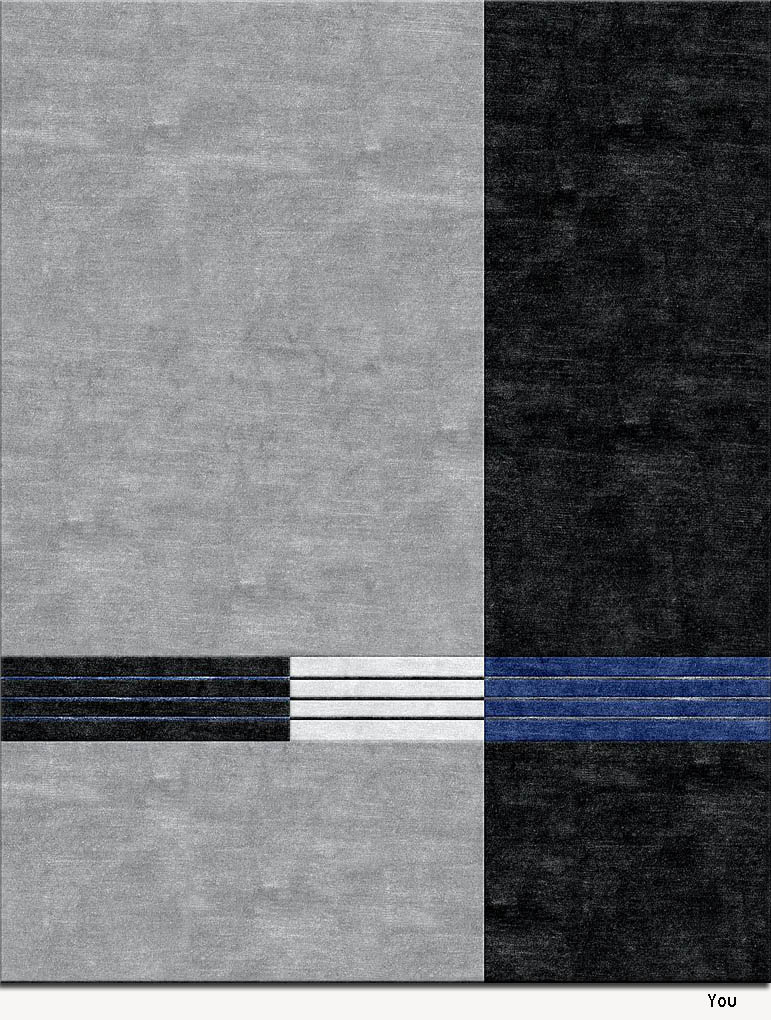 现代风格灰黑色简单几何条纹图案地毯贴图