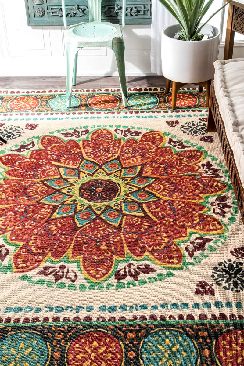 美式风格复古圆形花纹图案地毯贴图-高端定