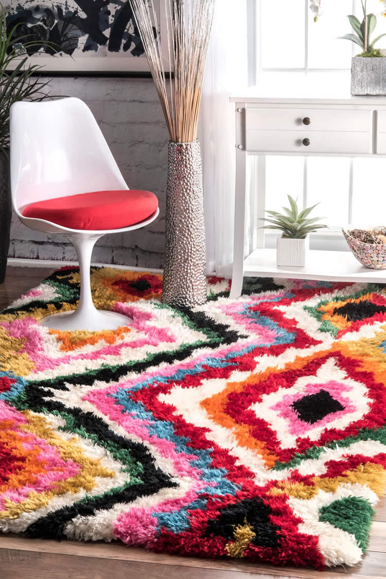 美式风格彩色几何纹理地毯贴图-高端定制
